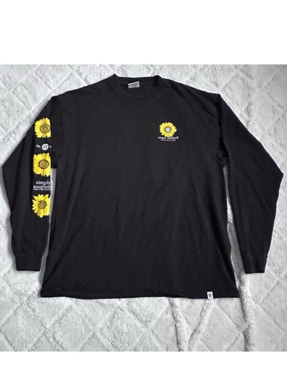 Simply Southern | Black Be Kind Sunflower Long Sleeve T-Shirt | Size XLarge - Picture 3 of 11